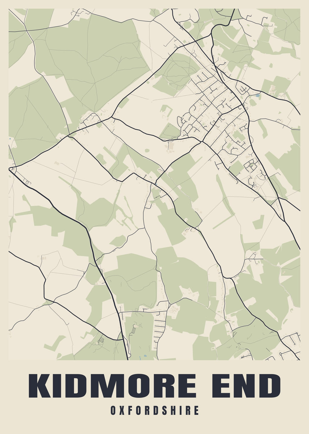 Street map poster of Kidmore End, Oxfordshire