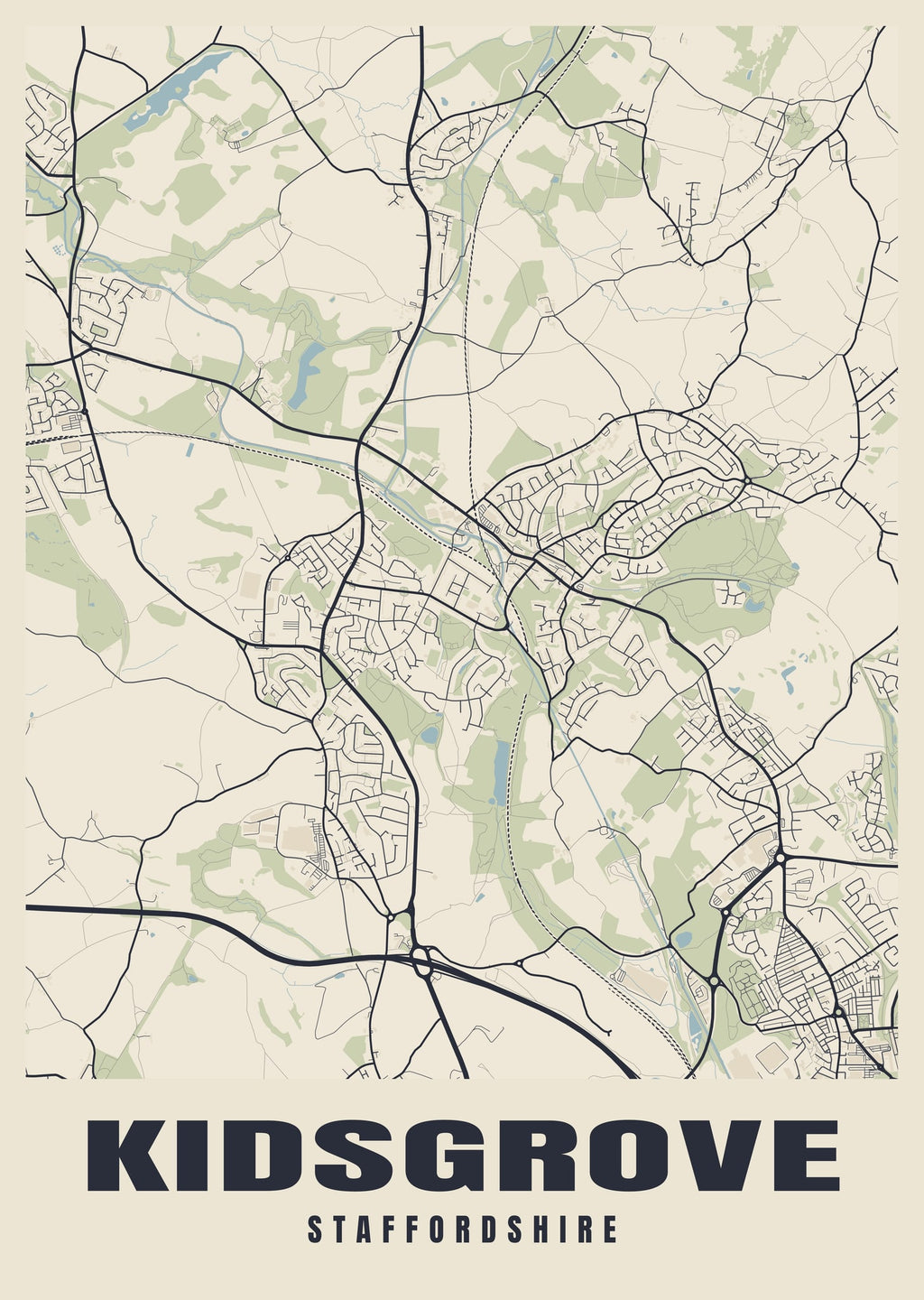 Street map poster of Kidsgrove, Staffordshire