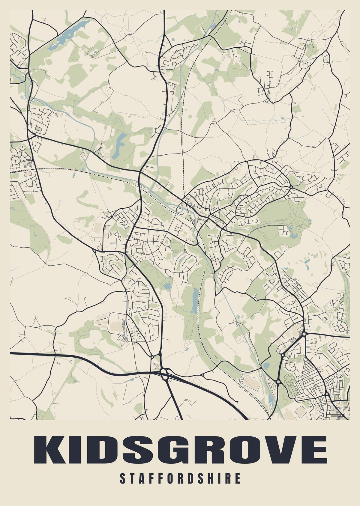 Street map poster of Kidsgrove, Staffordshire