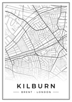 Street map poster of Kilburn, Brent, London