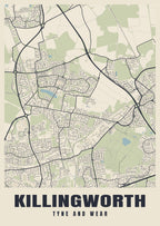 Street map poster of Killingworth, Tyne and Wear