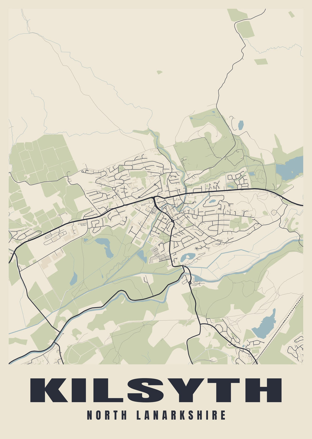 Street map poster of Kilsyth, North Lanarkshire