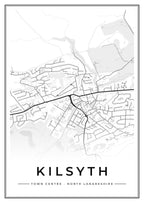 Street map poster of Kilsyth town centre, North Lanarkshire