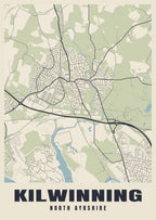 Street map poster of Kilwinning, North Ayrshire