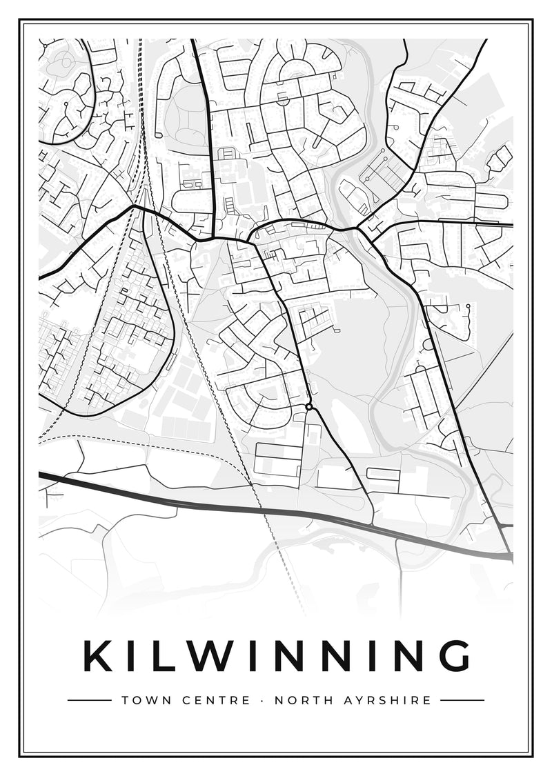Kilwinning Town Centre Street Map Poster