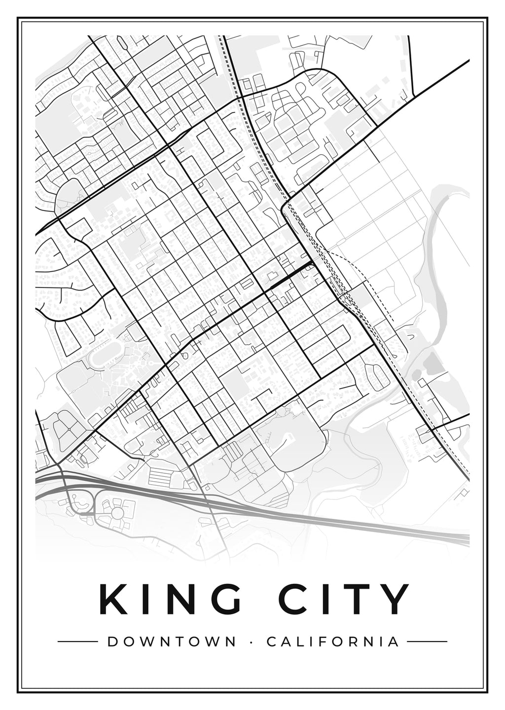 Street map poster of downtown King City, California