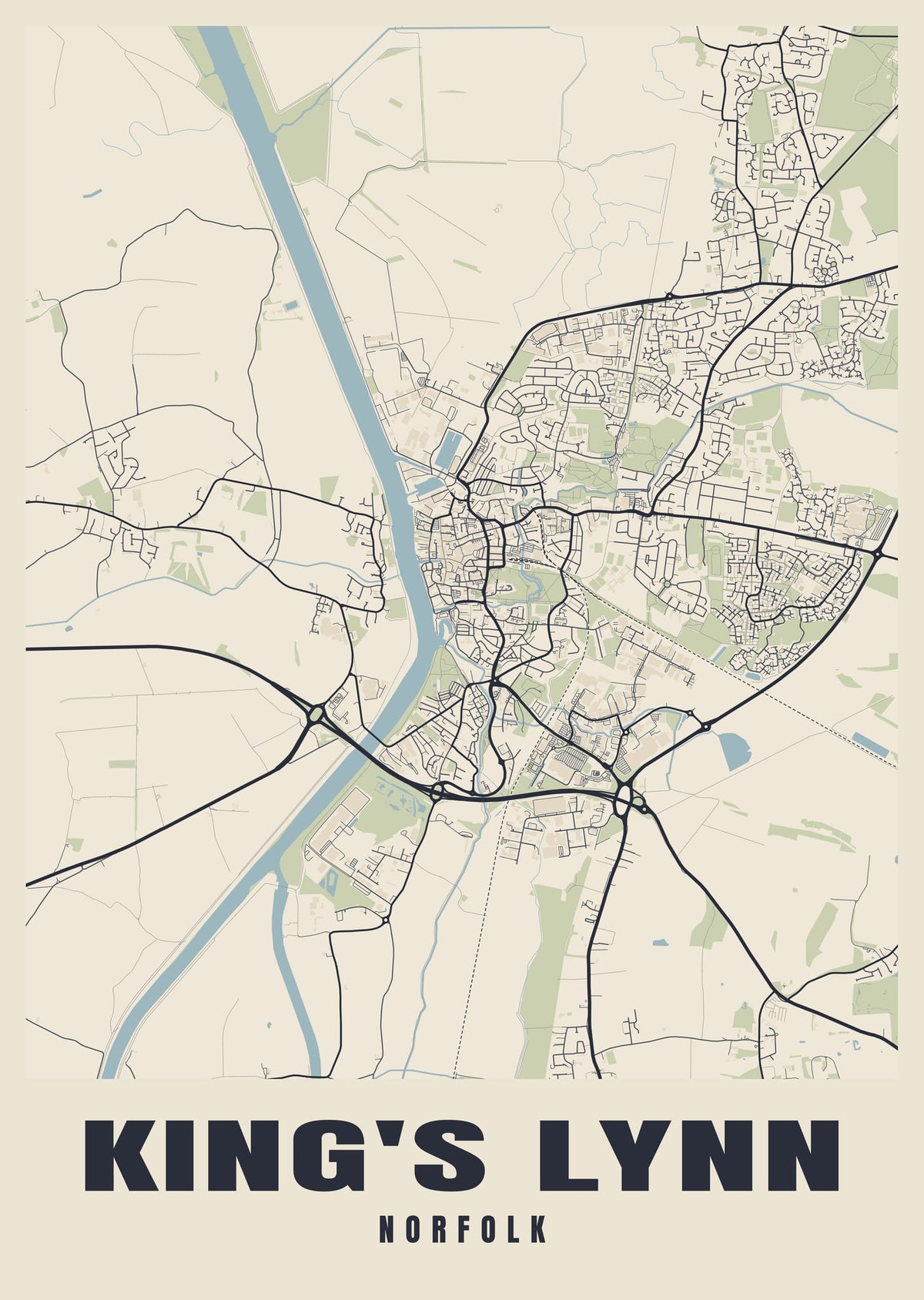 Street map poster of King's Lynn, Norfolk