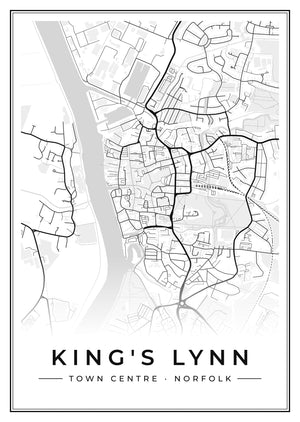 King's Lynn Town Centre Street Map Poster