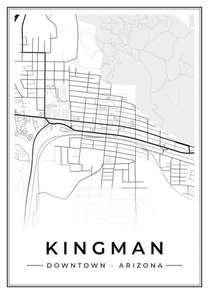 Kingman Downtown Street Map Poster