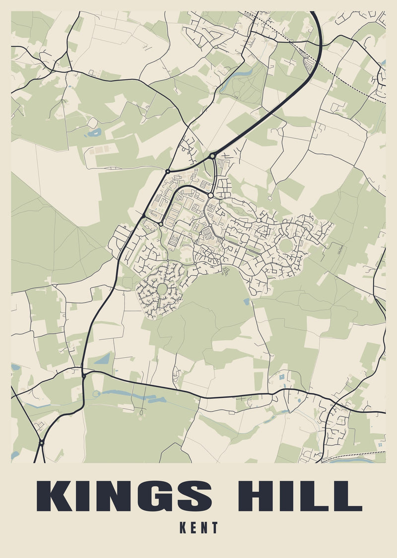 Kings Hill Street Map Poster