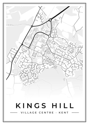 Kings Hill Village Centre Street Map Poster