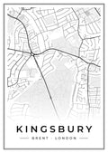 Street map poster of Kingsbury, Brent, London