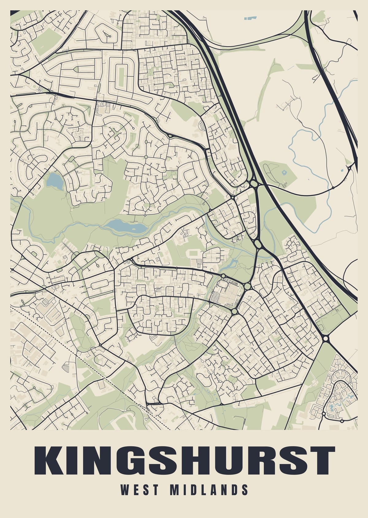 Street map poster of Kingshurst, West Midlands