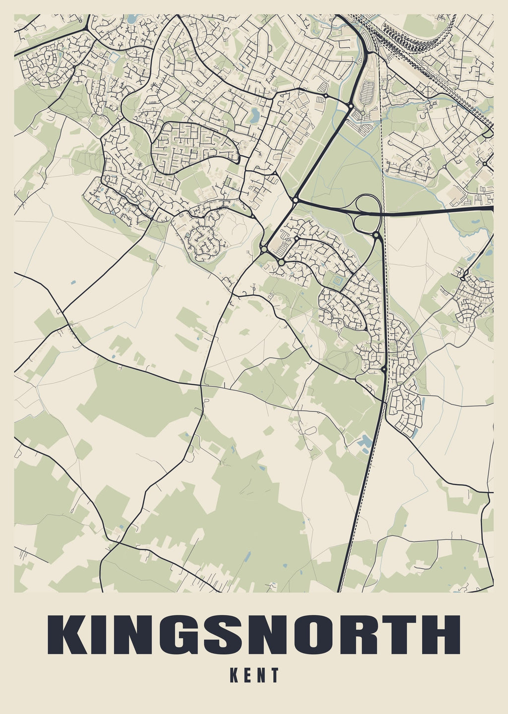 Street map poster of Kingsnorth, Kent