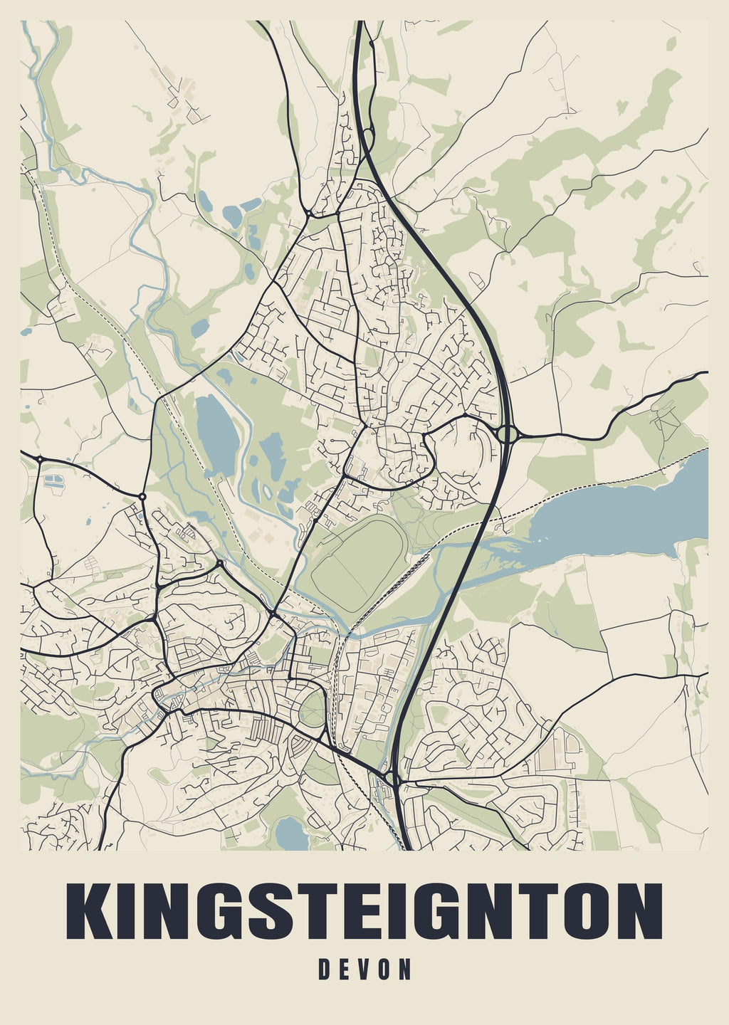 Street map poster of Kingsteignton, Devon