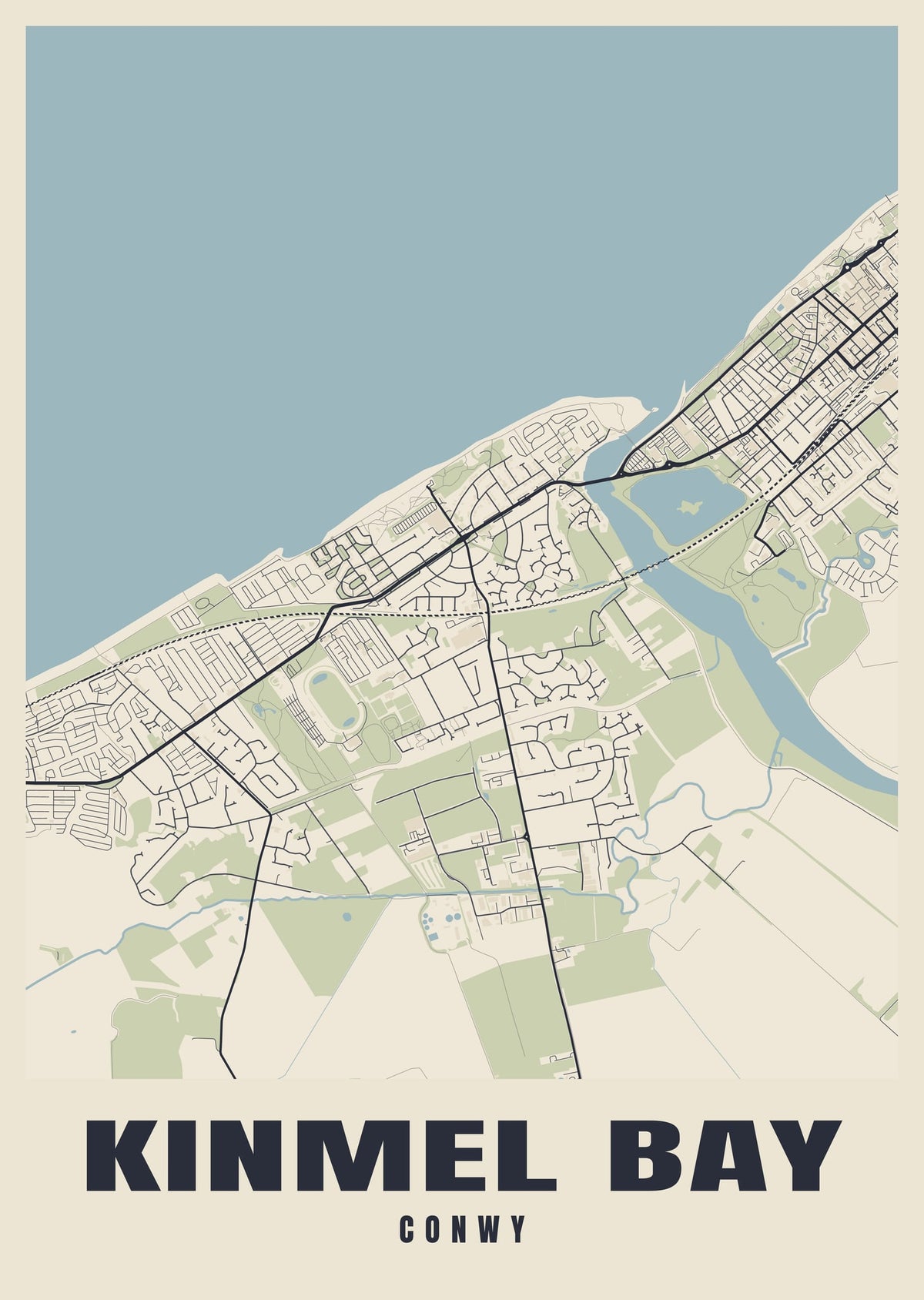Street map poster of Kinmel Bay, Conwy