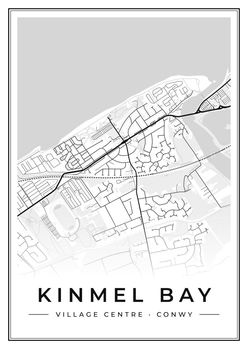 Street map poster of Kinmel Bay village centre, Conwy