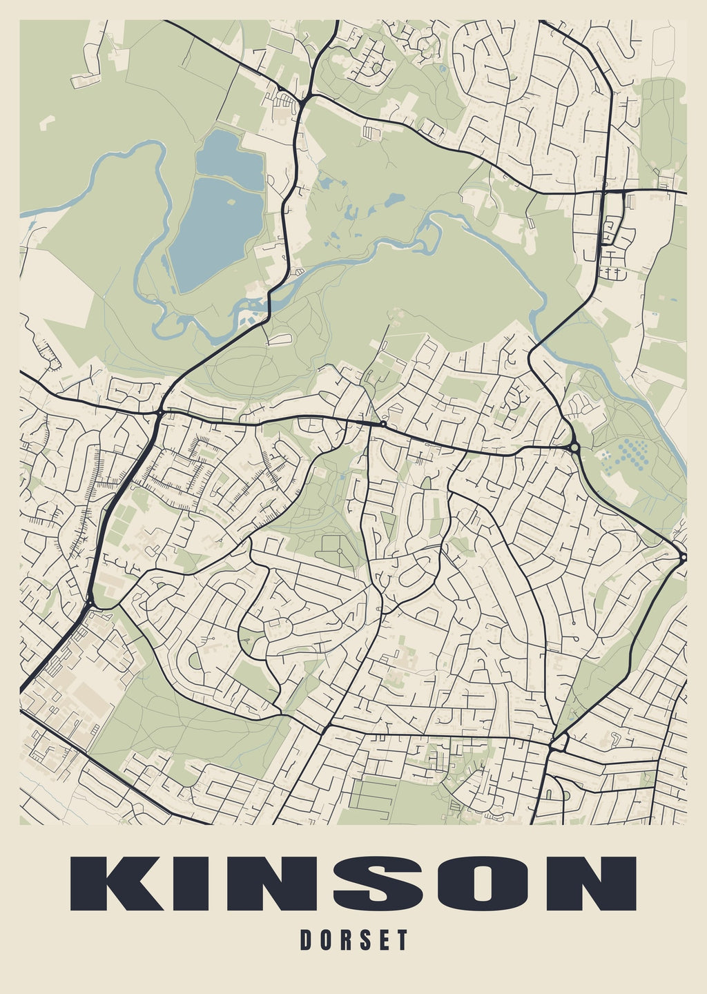 Street map poster of Kinson, Dorset