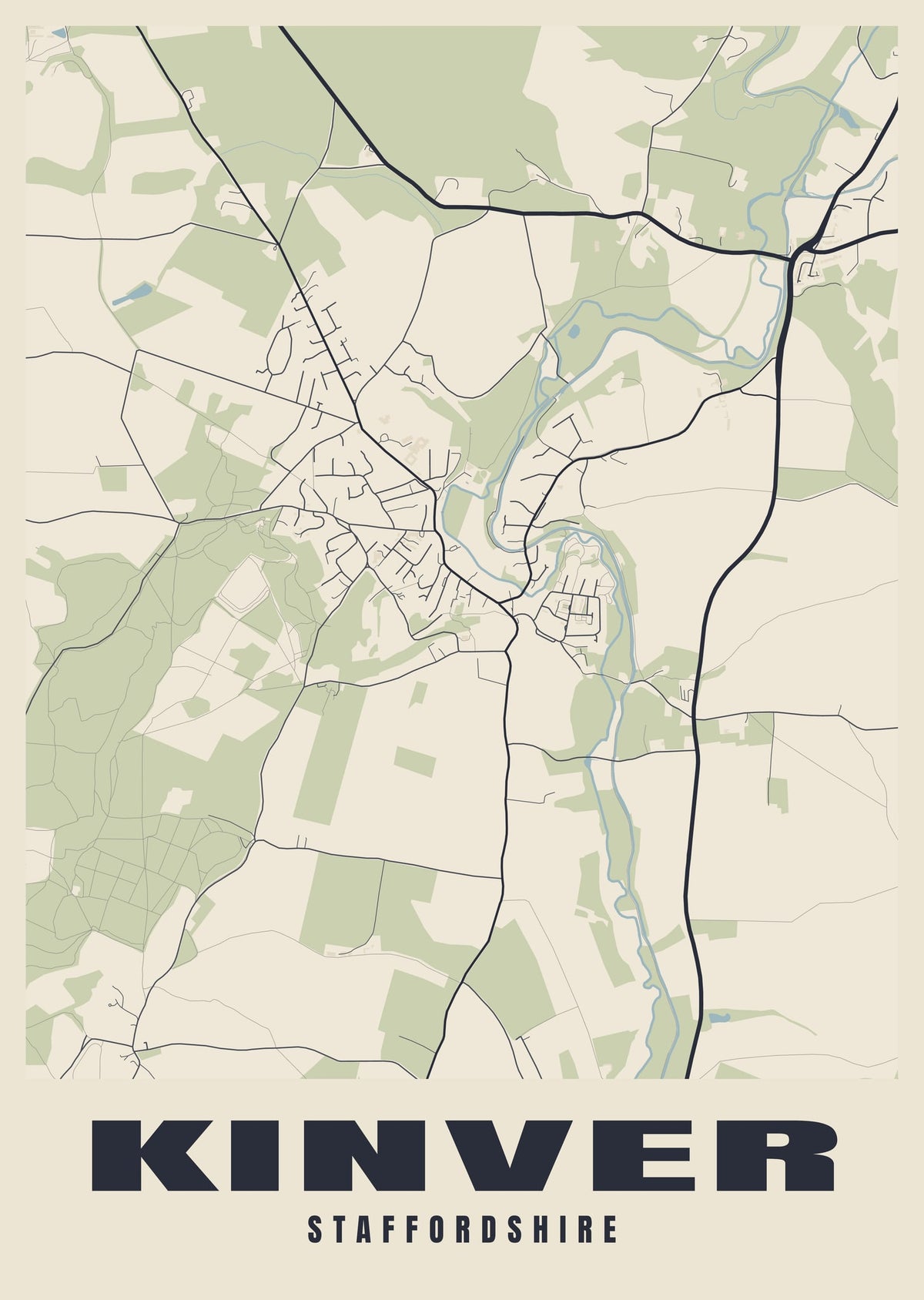 Street map poster of Kinver, Staffordshire