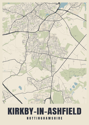 Kirkby-in-Ashfield Street Map Poster
