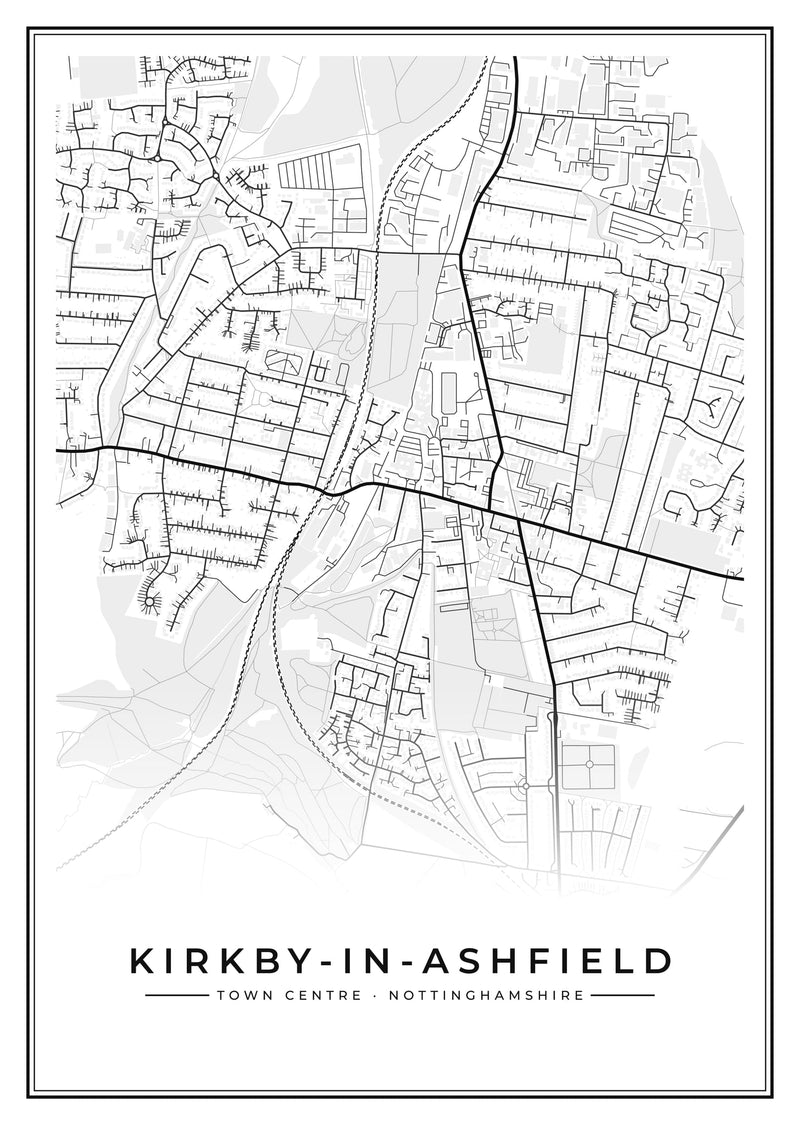 Kirkby-in-Ashfield Town Centre Street Map Poster