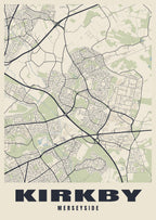 Street map poster of Kirkby, Merseyside
