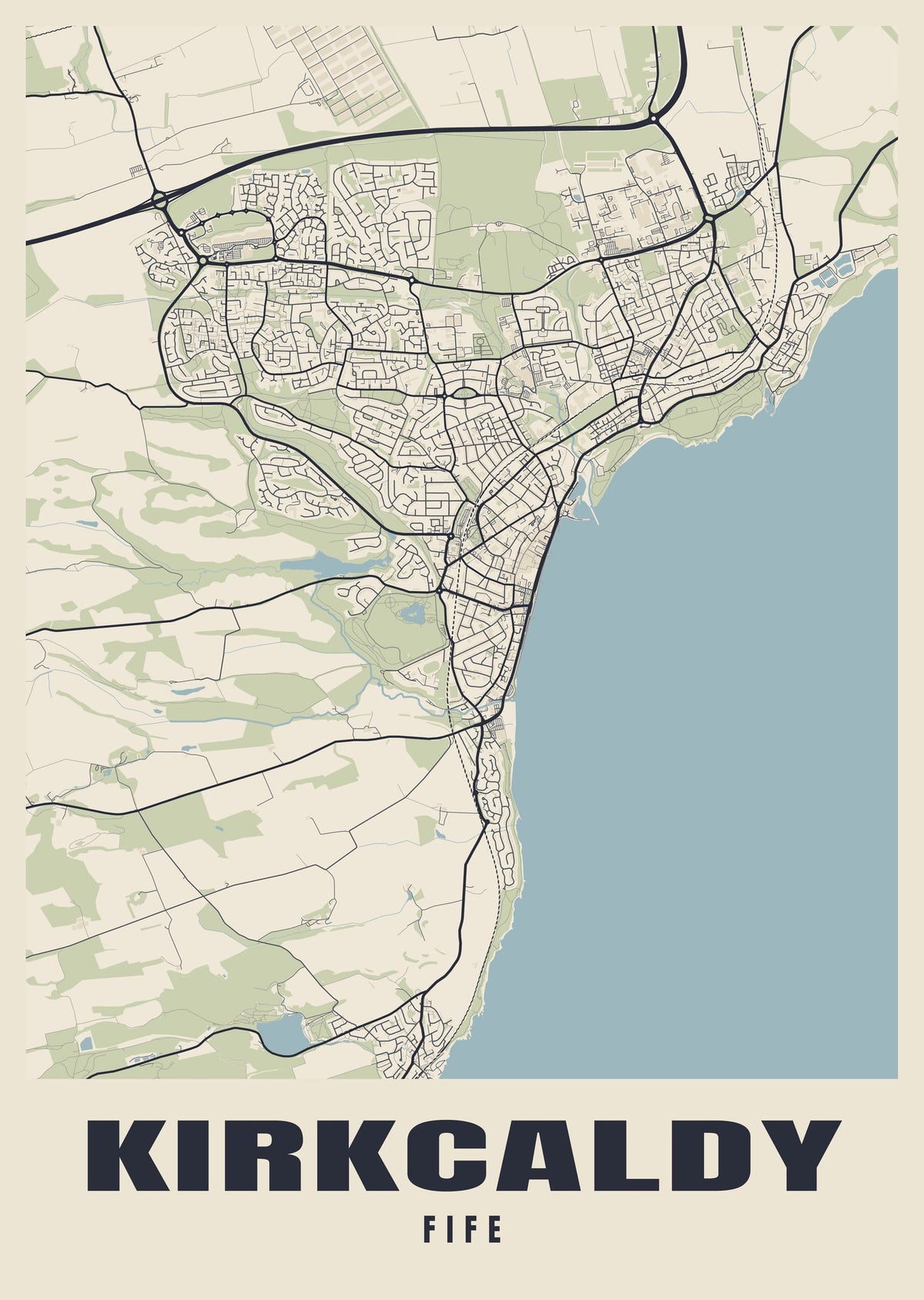 Street map poster of Kirkcaldy, Fife