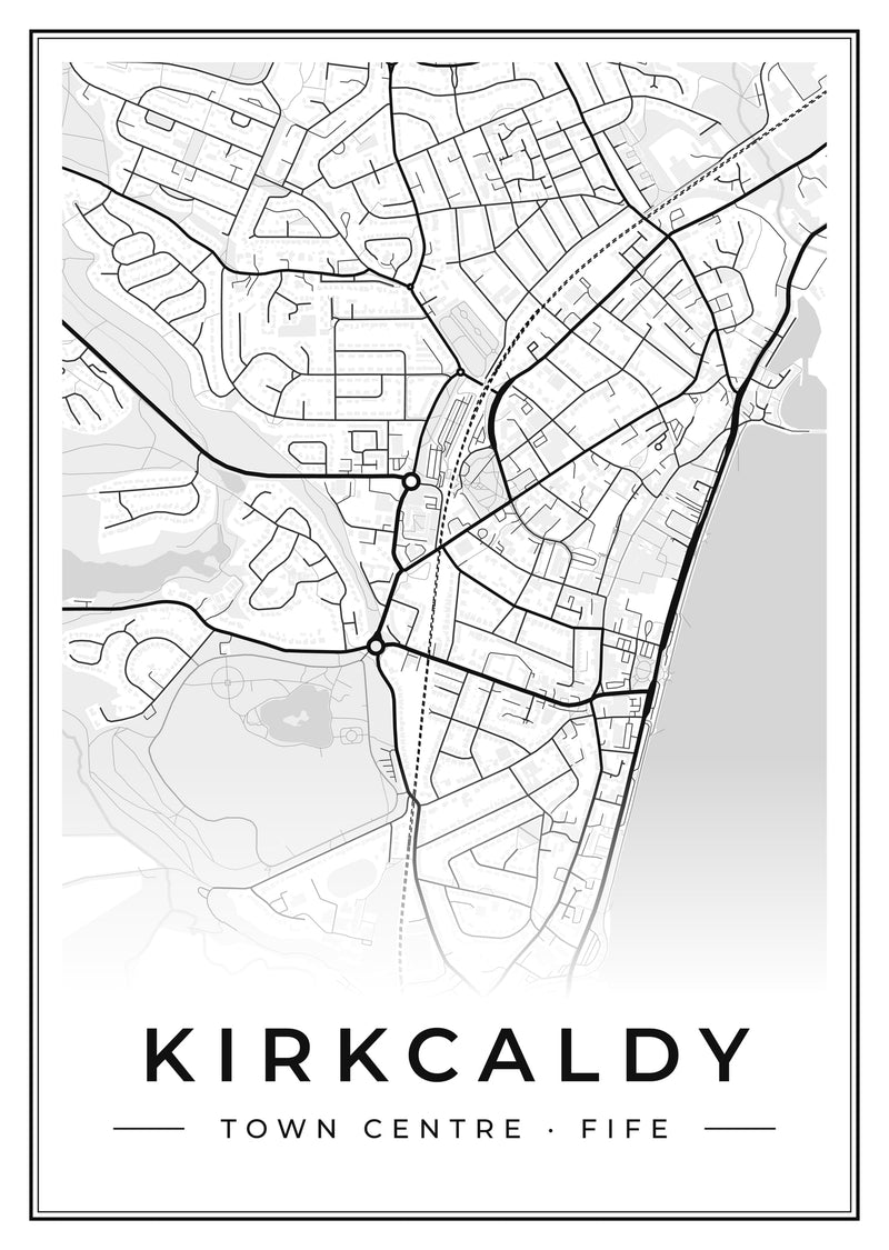 Kirkcaldy Town Centre Street Map Poster