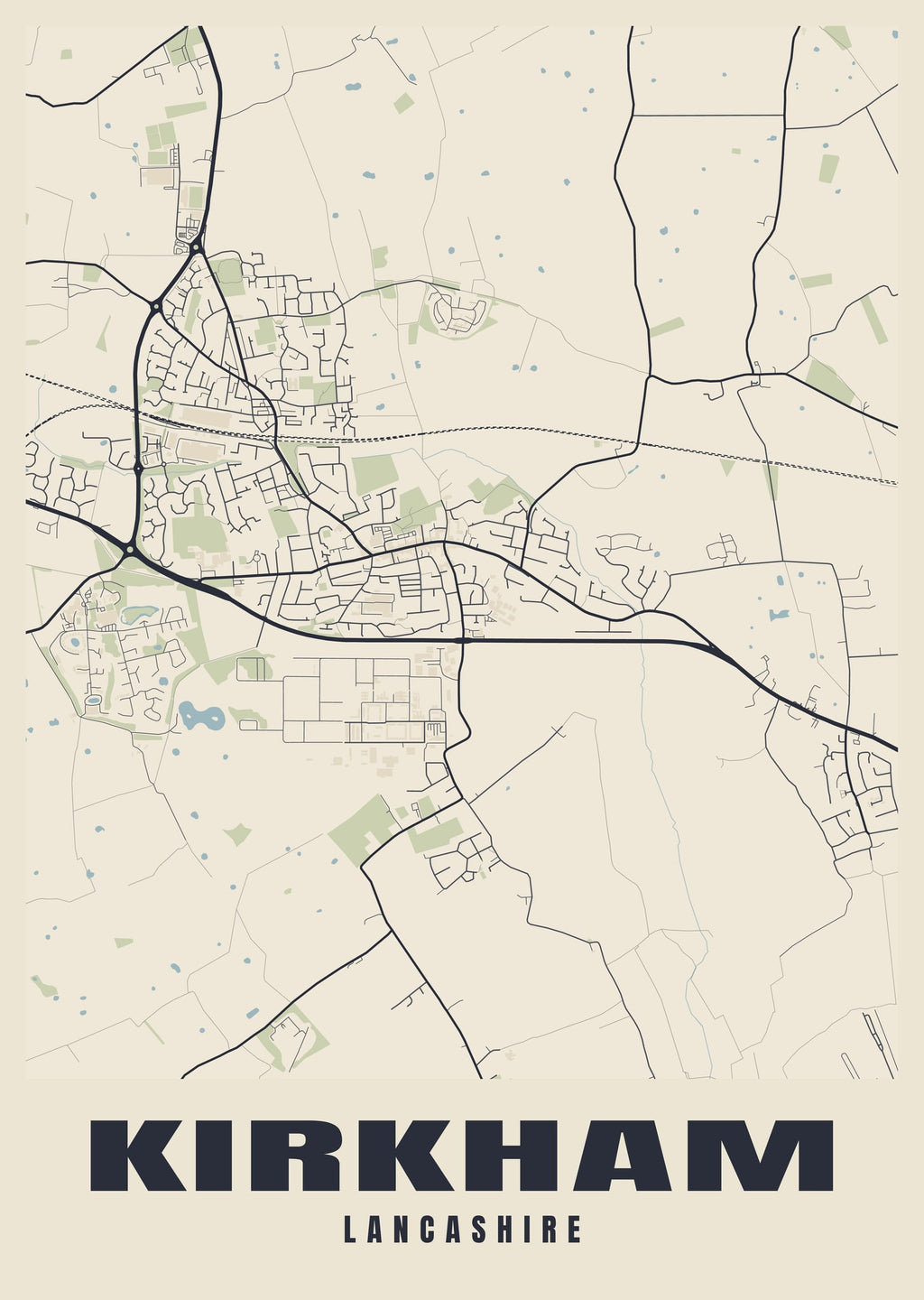 Street map poster of Kirkham, Lancashire