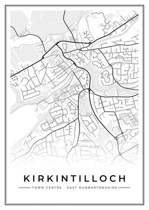 Kirkintilloch Town Centre Street Map Poster