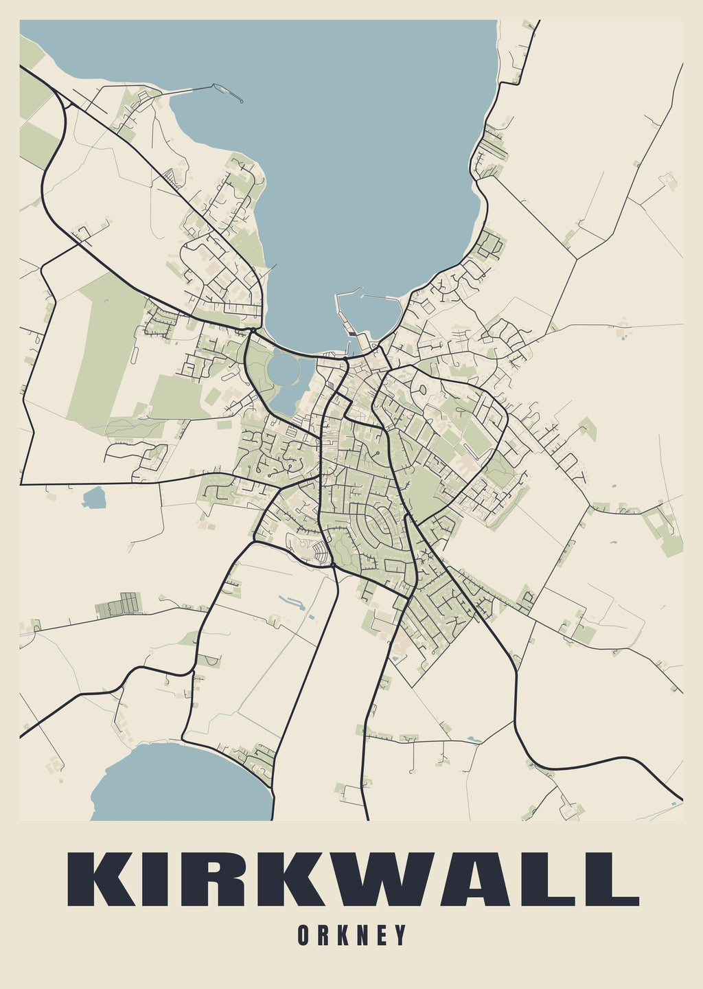 Street map poster of Kirkwall, Orkney