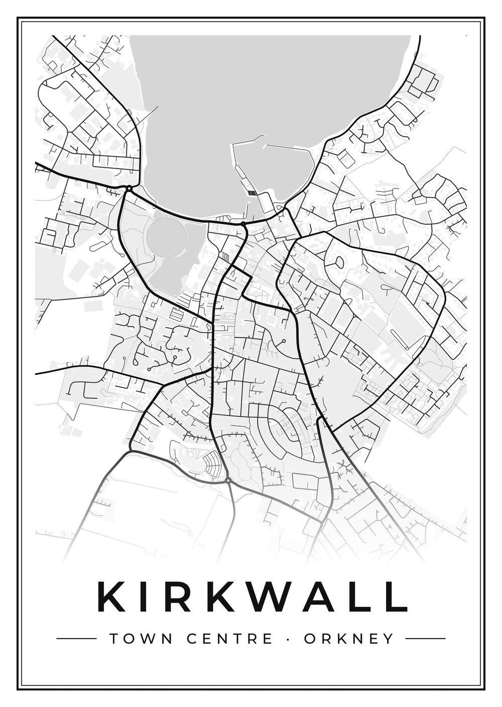 Kirkwall Town Centre Street Map Poster