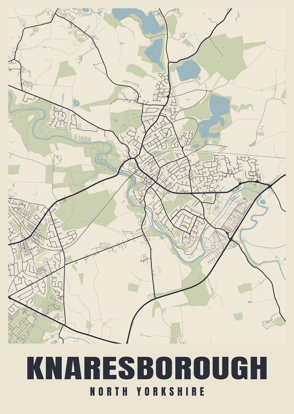 Street map poster of Knaresborough, North Yorkshire