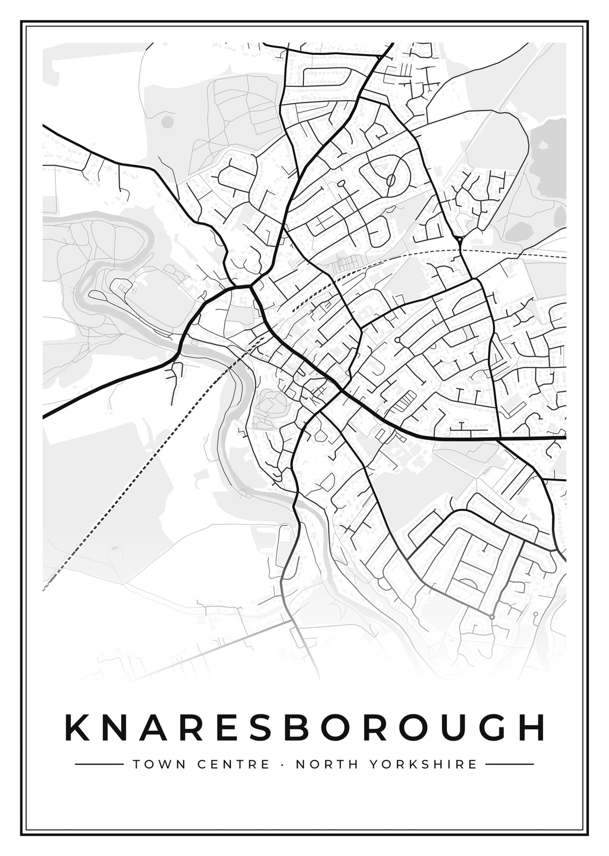 Street map poster of Knaresborough town centre, North Yorkshire