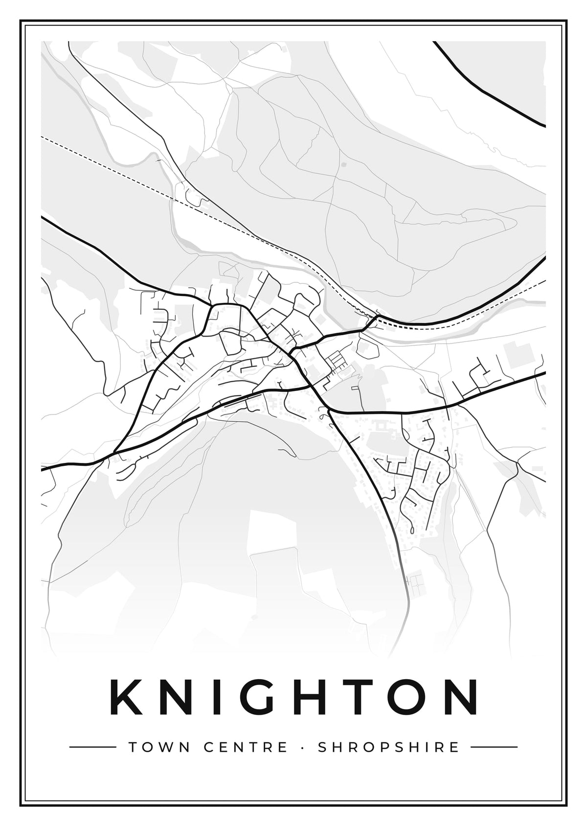 Street map poster of Knighton town centre, Shropshire