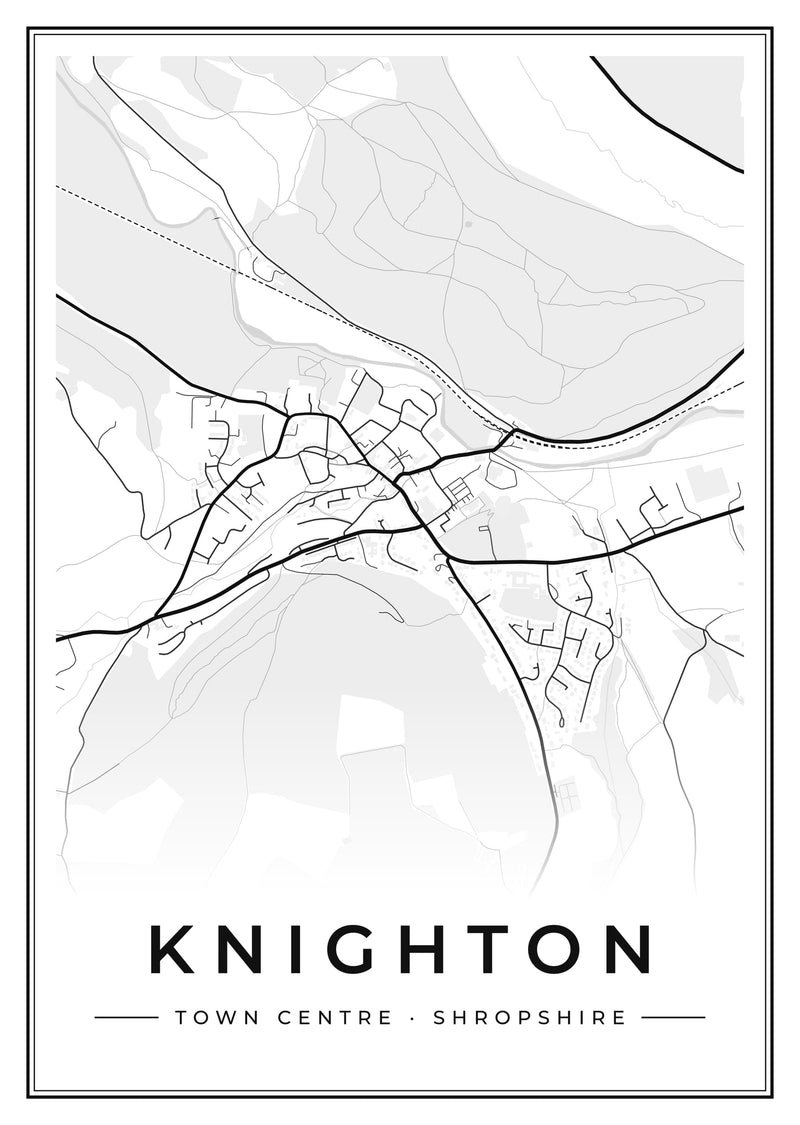 Knighton Town Centre Street Map Poster