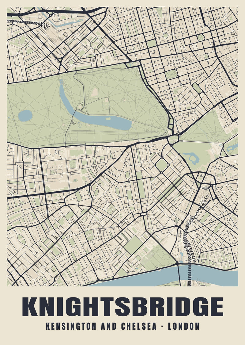 Knightsbridge Heritage Street Map Poster