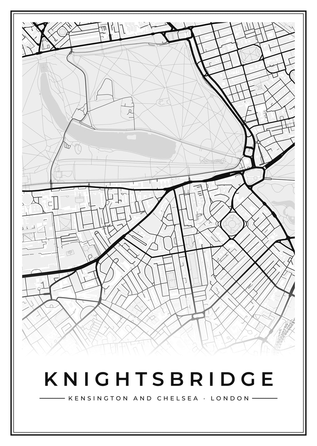 Street map poster of Knightsbridge, Kensington and Chelsea, London