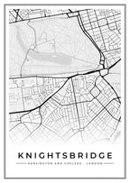 Street map poster of Knightsbridge, Kensington and Chelsea, London