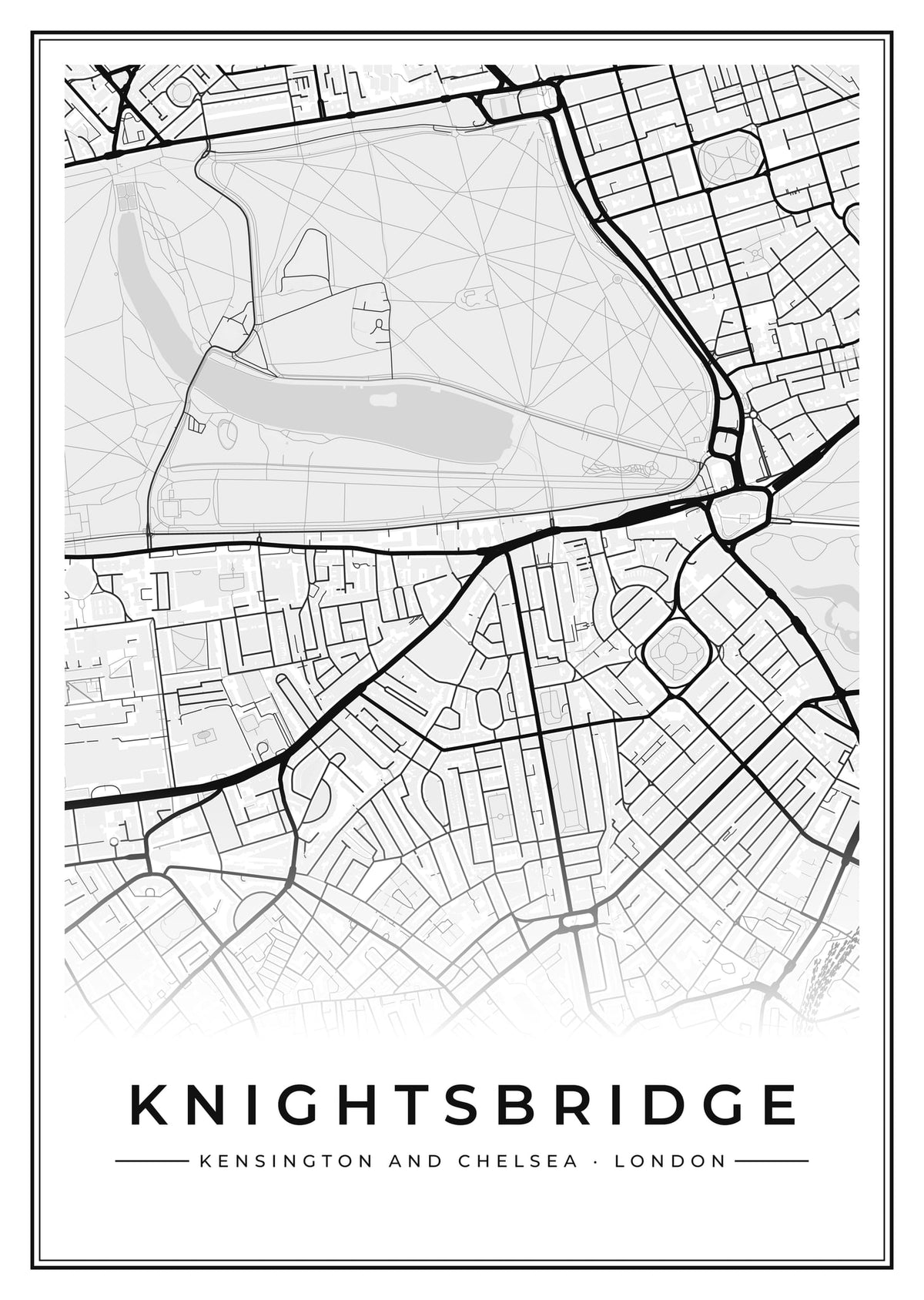 Street map poster of Knightsbridge, Kensington and Chelsea, London