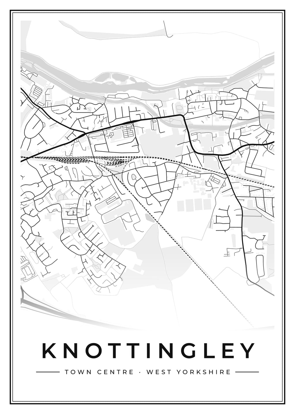 Street map poster of Knottingley town centre, West Yorkshire