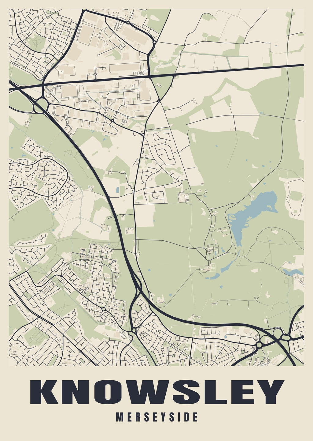 Street map poster of Knowsley, Merseyside