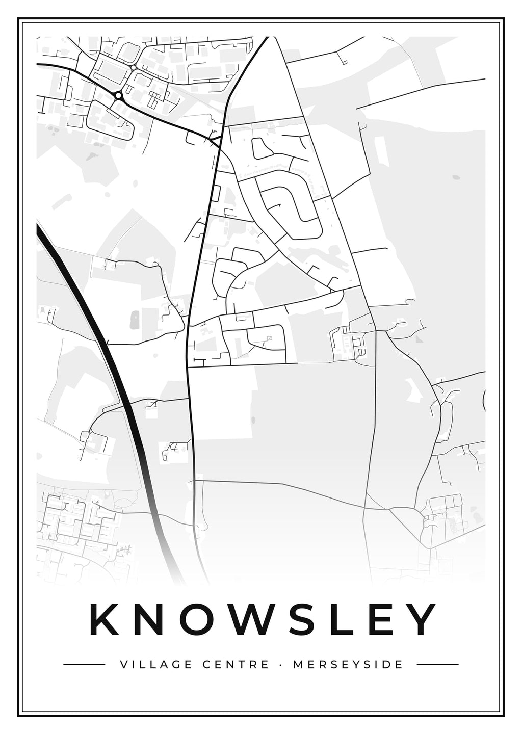 Street map poster of Knowsley village centre, Merseyside