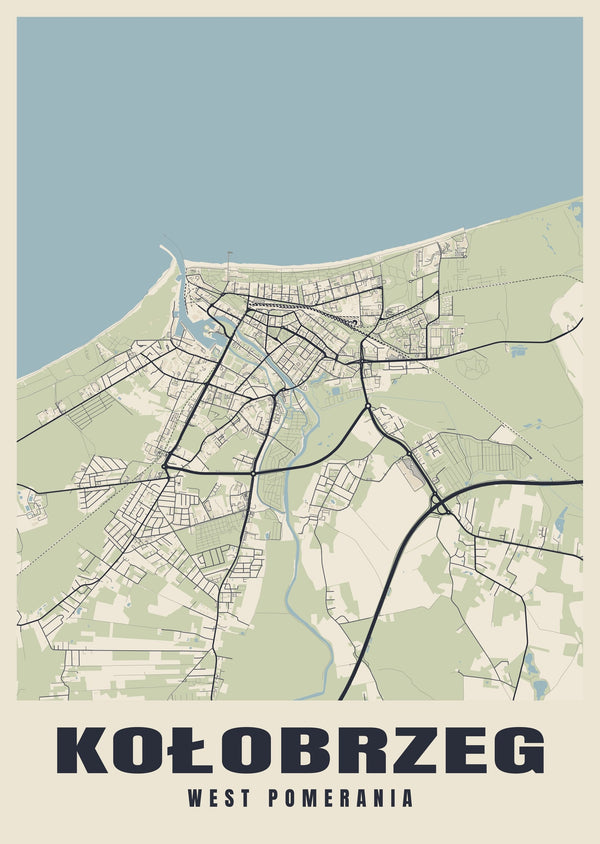 Kołobrzeg Street Map Poster