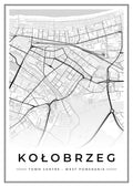 Street map poster of Kołobrzeg town centre, West Pomerania