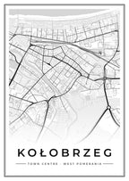 Street map poster of Kołobrzeg town centre, West Pomerania