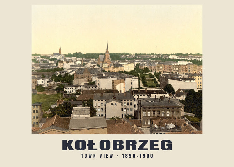 Vue de la ville, Kołobrzeg — 1890–1900 · Tirage photochrome ancien
