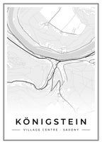 Street map poster of Königstein village centre, Saxony