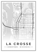 Street map poster of downtown La Crosse, Wisconsin