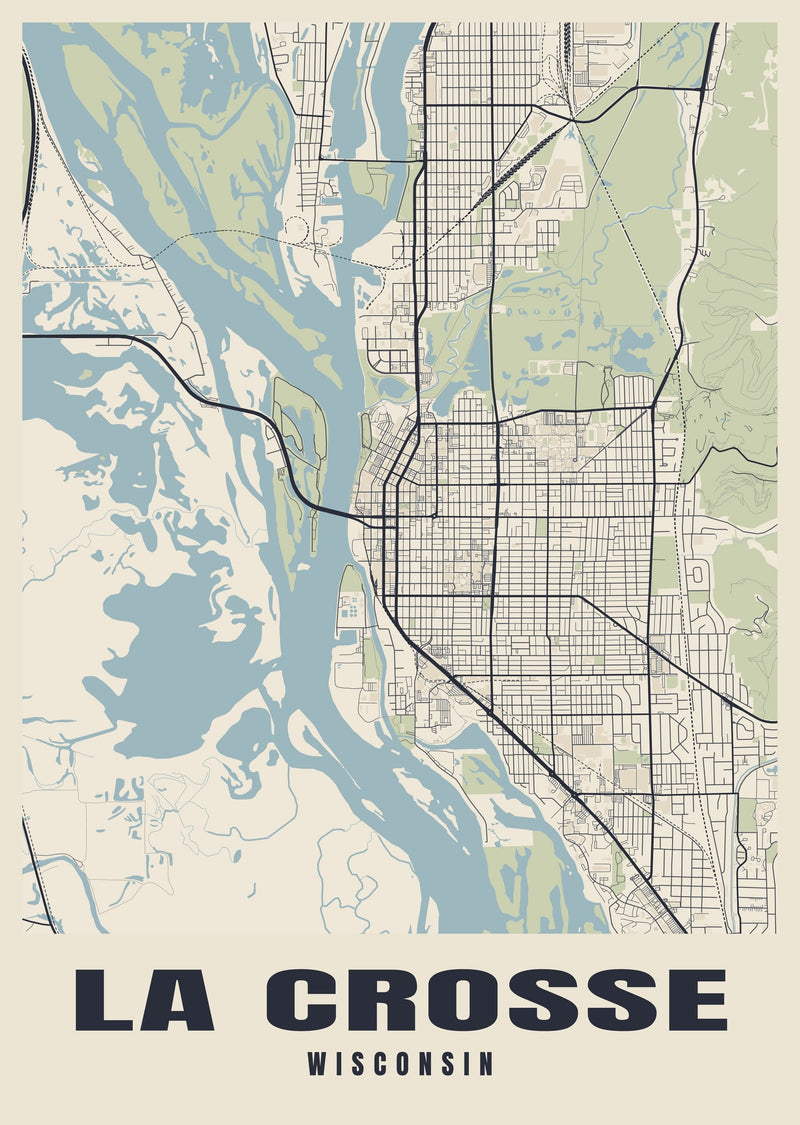 La Crosse Street Map Poster